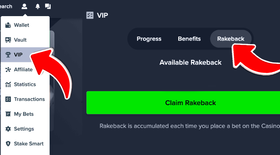 stake rakeback claim